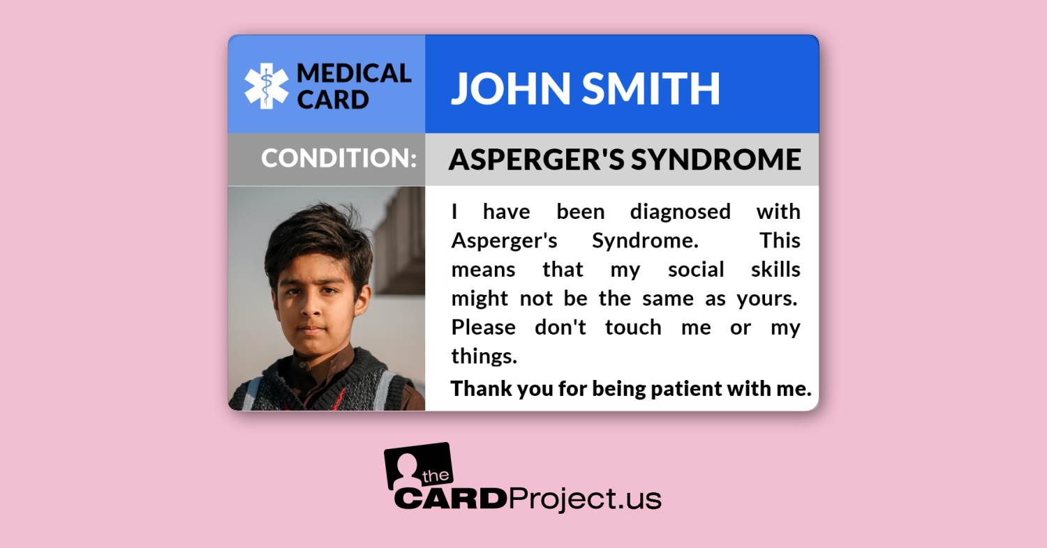 Asperger's Syndrome Medical Photo ID Card (FRONT)